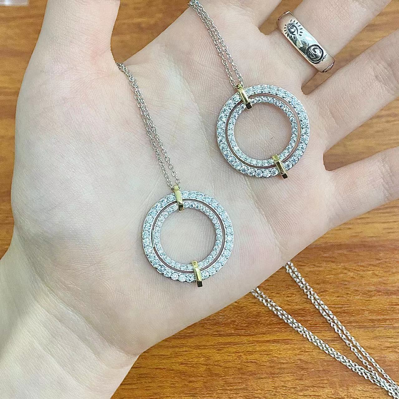 Tiffany Edge Cubic Zirconia Gold Silver Necklace