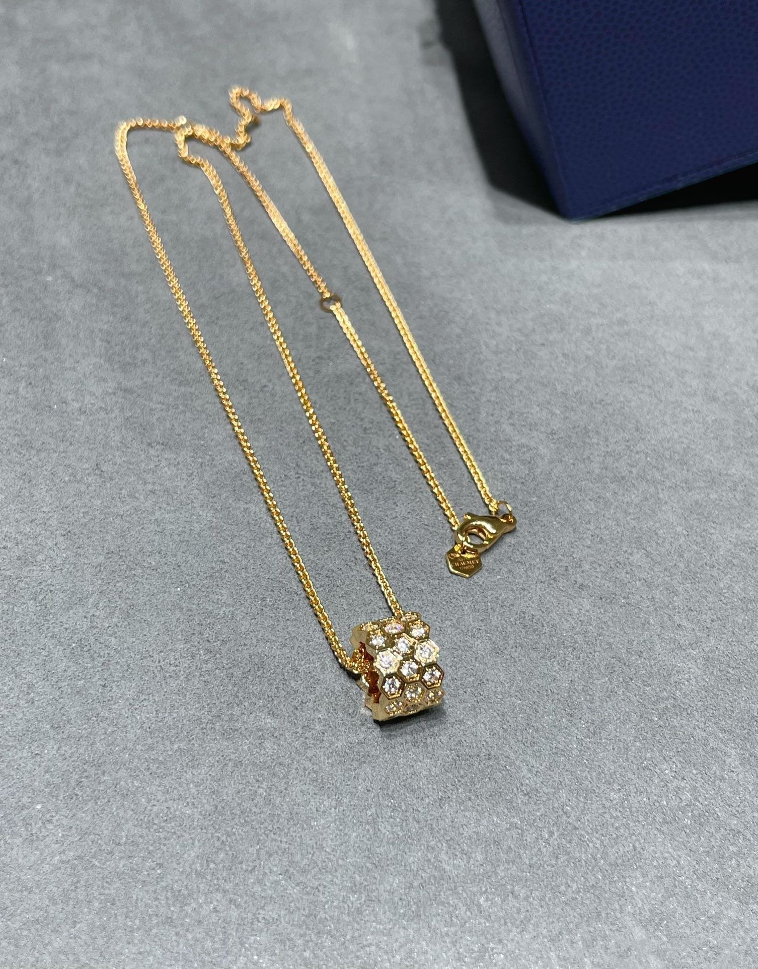Chaumet Bee Love Cubic Zirconia Paved 3 Row Necklace