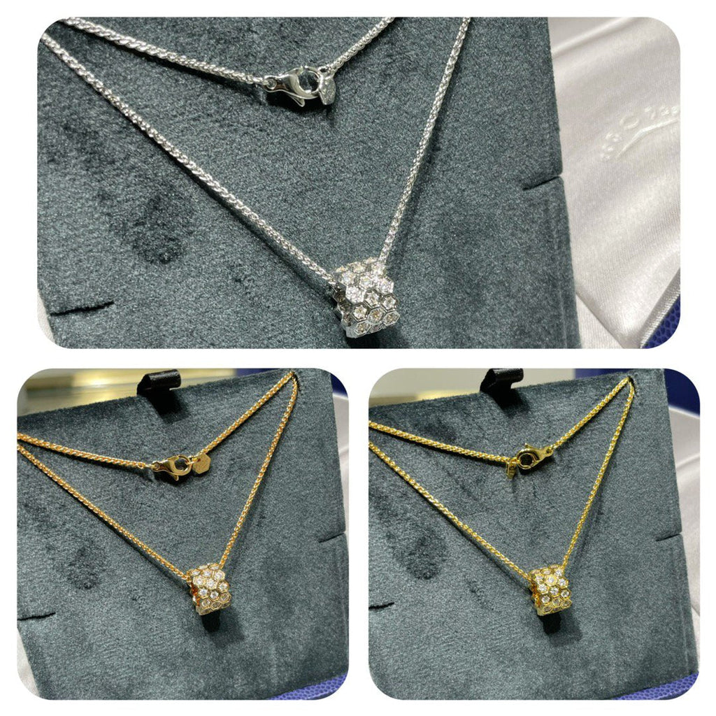 Chaumet Bee Love Cubic Zirconia Paved 3 Row Necklace