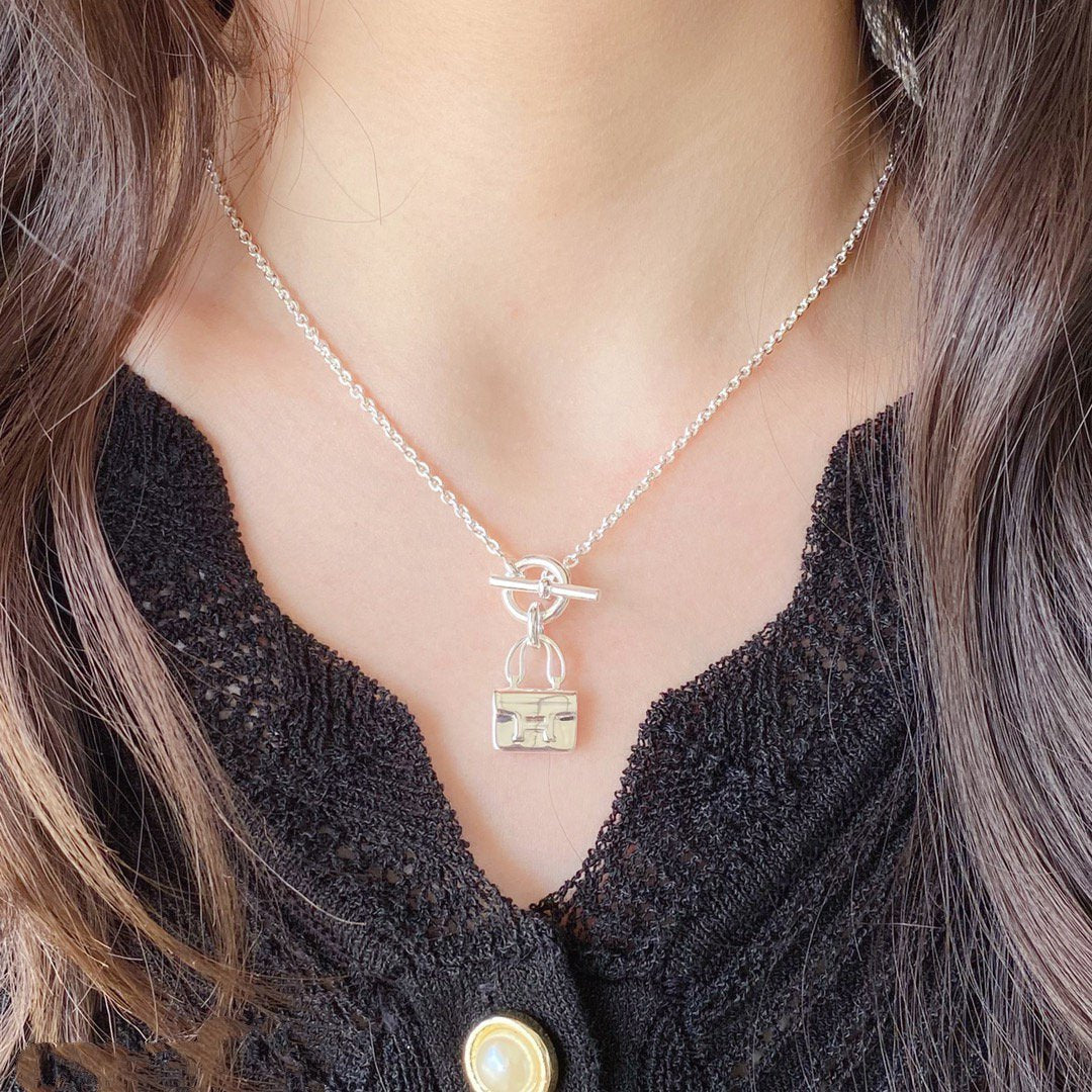 Hermes Constance Pendant Silver Necklace