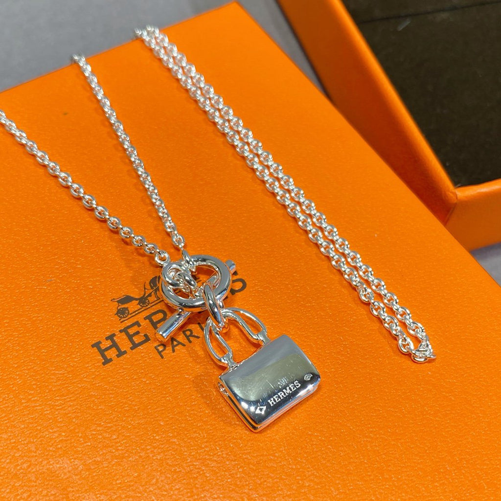Hermes Constance Pendant Silver Necklace