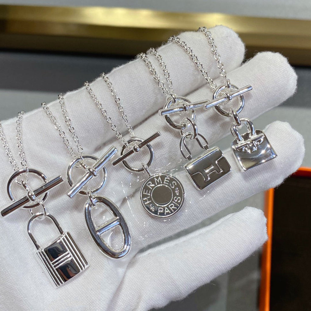 Hermes Constance Pendant Silver Necklace