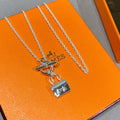 Hermes Constance Pendant Silver Necklace