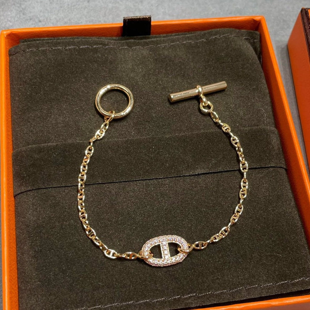 Hermes Chaine Echappee Cubic Zirconia Link Bracelet