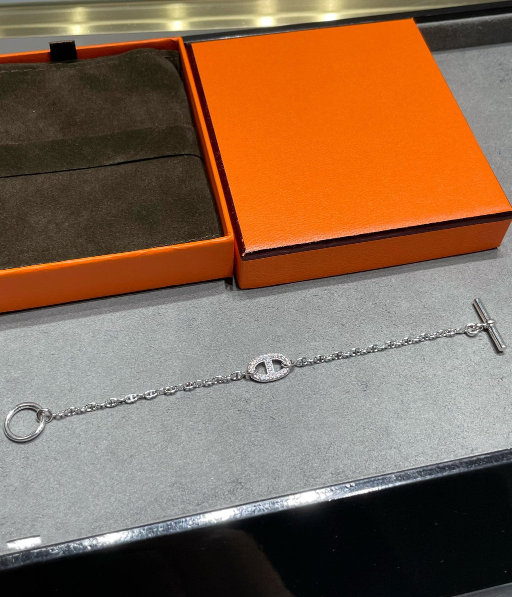 Hermes Chaine Echappee Cubic Zirconia Link Bracelet