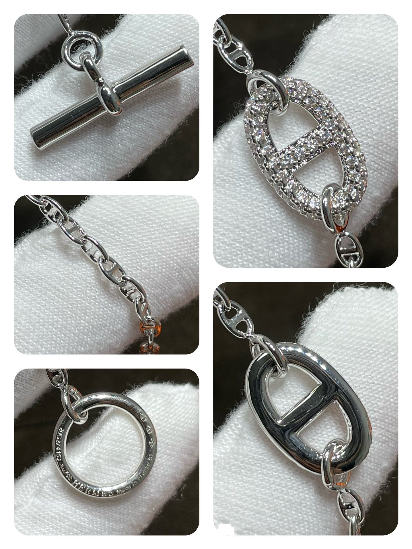 Hermes Chaine Echappee Cubic Zirconia Link Bracelet