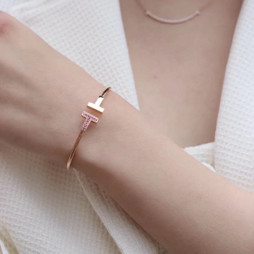 Tiffany T Pink Gold Pink Cubic Zirconia Bracelet