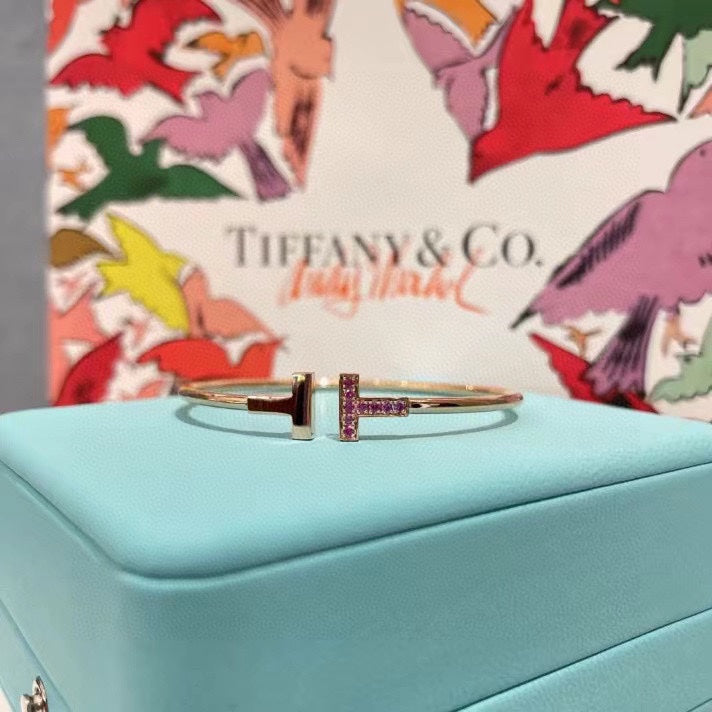 Tiffany T Pink Gold Pink Cubic Zirconia Bracelet