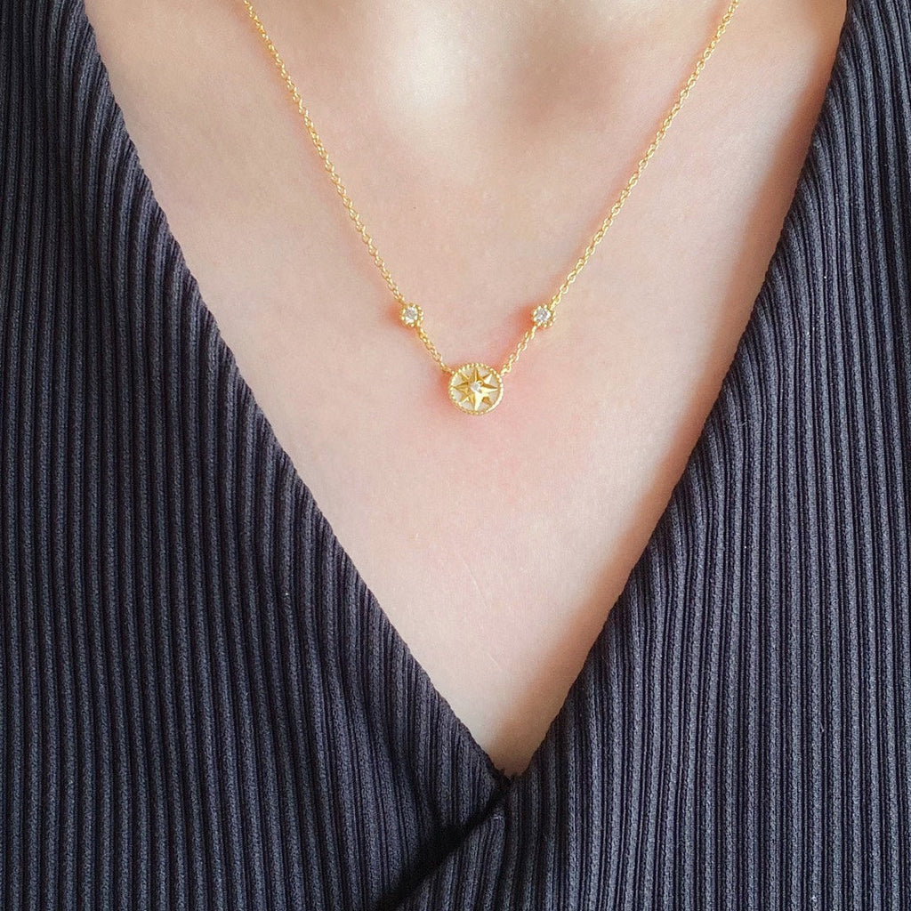 Dior Rose Vents 2 Diamond Pink Gold Necklace