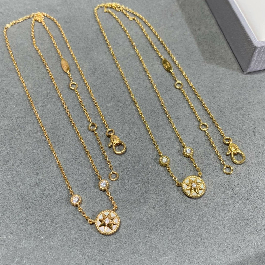 Dior Rose Vents 2 Diamond Pink Gold Necklace