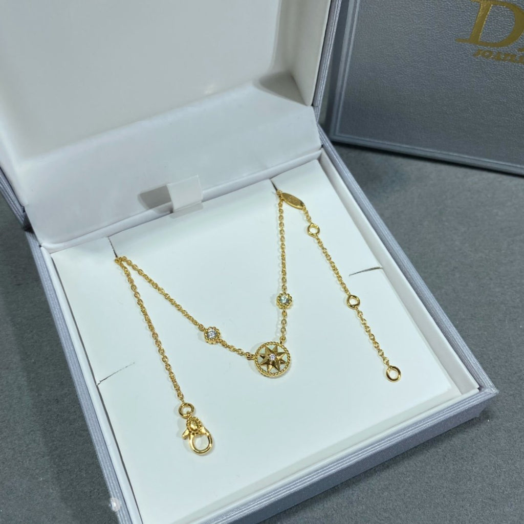 Dior Rose Vents 2 Diamond Pink Gold Necklace