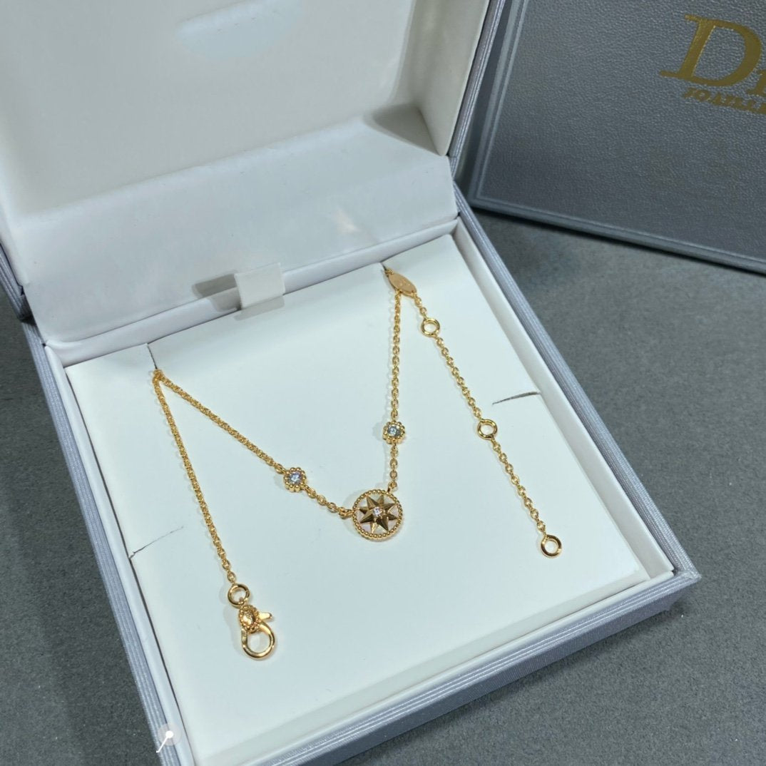 Dior Rose Vents 2 Diamond Pink Gold Necklace