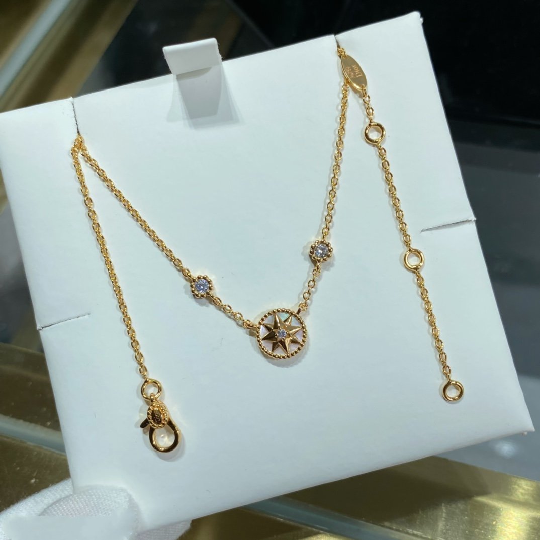 Dior Rose Vents 2 Diamond Pink Gold Necklace