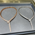 Bvlgari Serpenti Viper Pink Gold Cubic Zirconia Paved Necklace