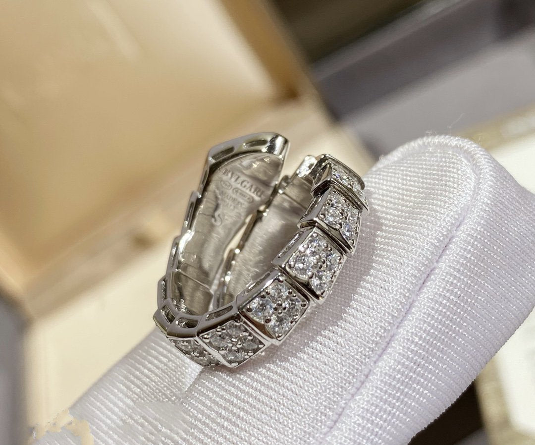 Bvlgari Serpenti Ring Silver Cubic Zirconia Paved