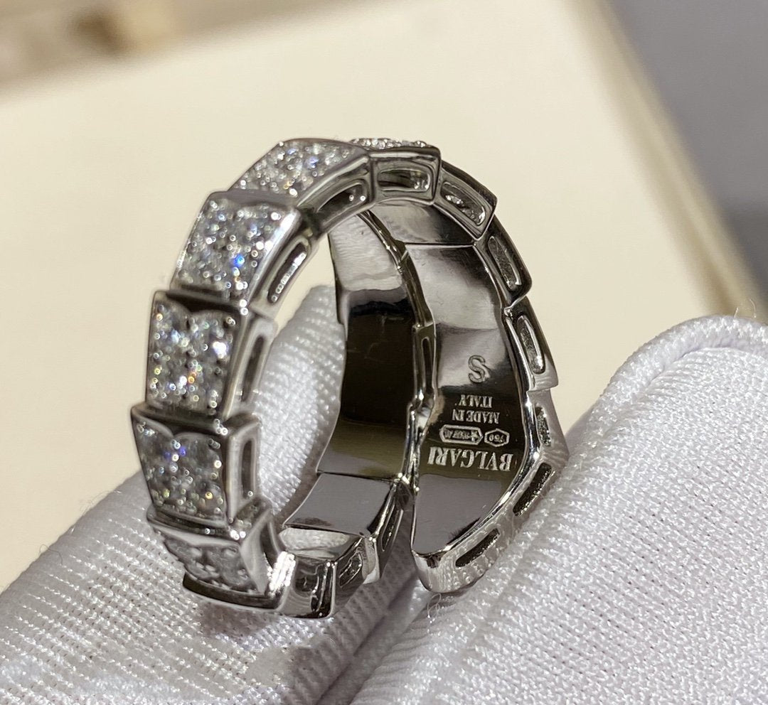 Bvlgari Serpenti Ring Silver Cubic Zirconia Paved