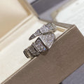 Bvlgari Serpenti Large Ring Silver Cubic Zirconia Paved
