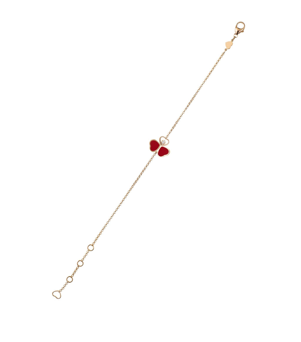 Chopard Happy Heart Carnelian Bracelet Pink Gold Cubic Zirconia