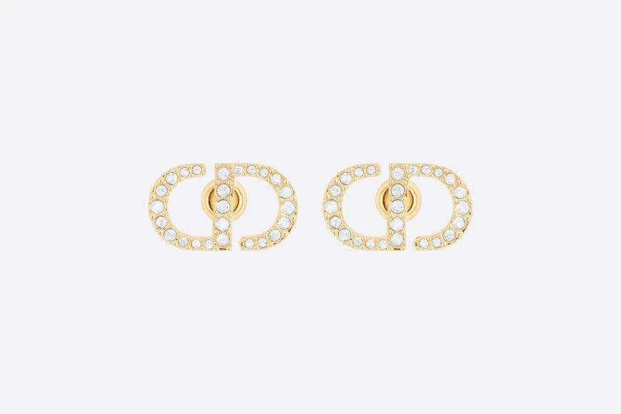 Dior Petit CD Cubic Zirconia Gold Stud Earrings