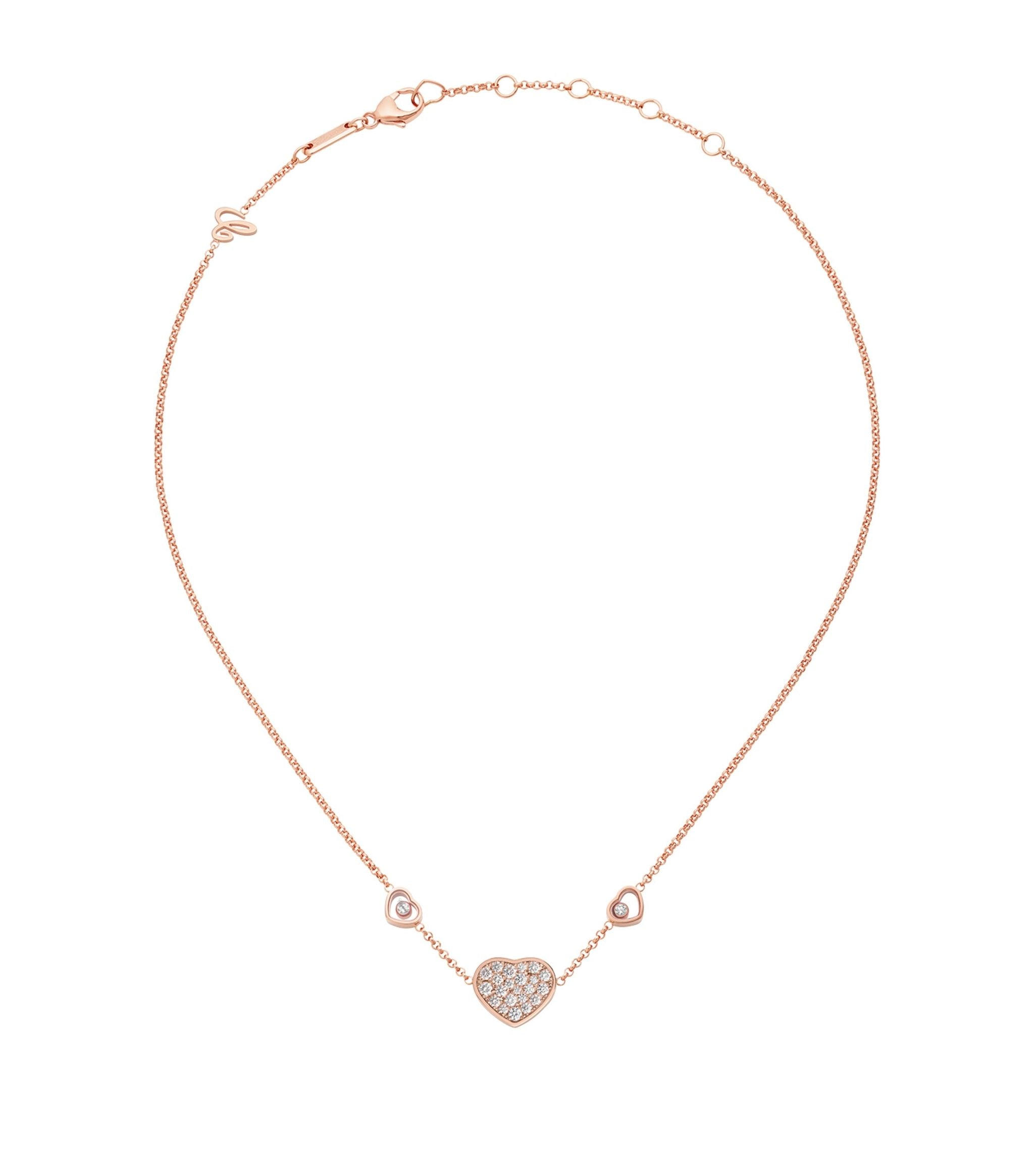 Chopard Happy Heart Necklace 3 Motifs Cubic Zirconia