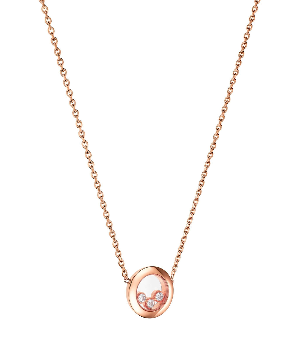 Chopard Happy Pendant Pink Gold 3 Cubic Zirconia Necklace
