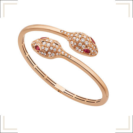 Bvlgari Serpenti Bracelet Pink Gold Cubic Zirconia Double Snake