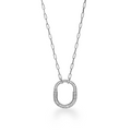 Tiffany Lock Necklace Medium Pendant Silver Paved Cubic Zirconia