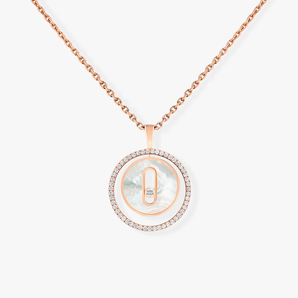 Messika Lucky Move 1 Cubic Zirconia White Mother of Pearl Pink Gold Necklace