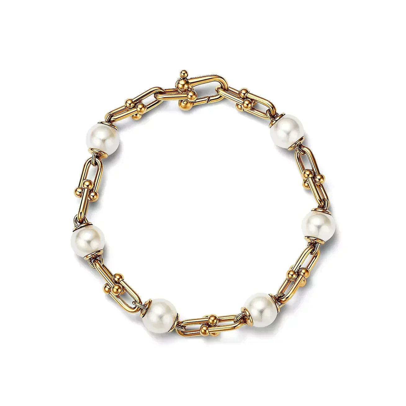 Tiffany Link Bracelet Gold with Freshwater Pearls