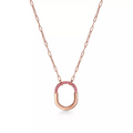 Tiffany Lock Medium Pendant Pink Cubic Zirconia Pink Gold Necklace