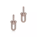 Tiffany Large Link Earrings Pink Gold with Paved Diamonds
