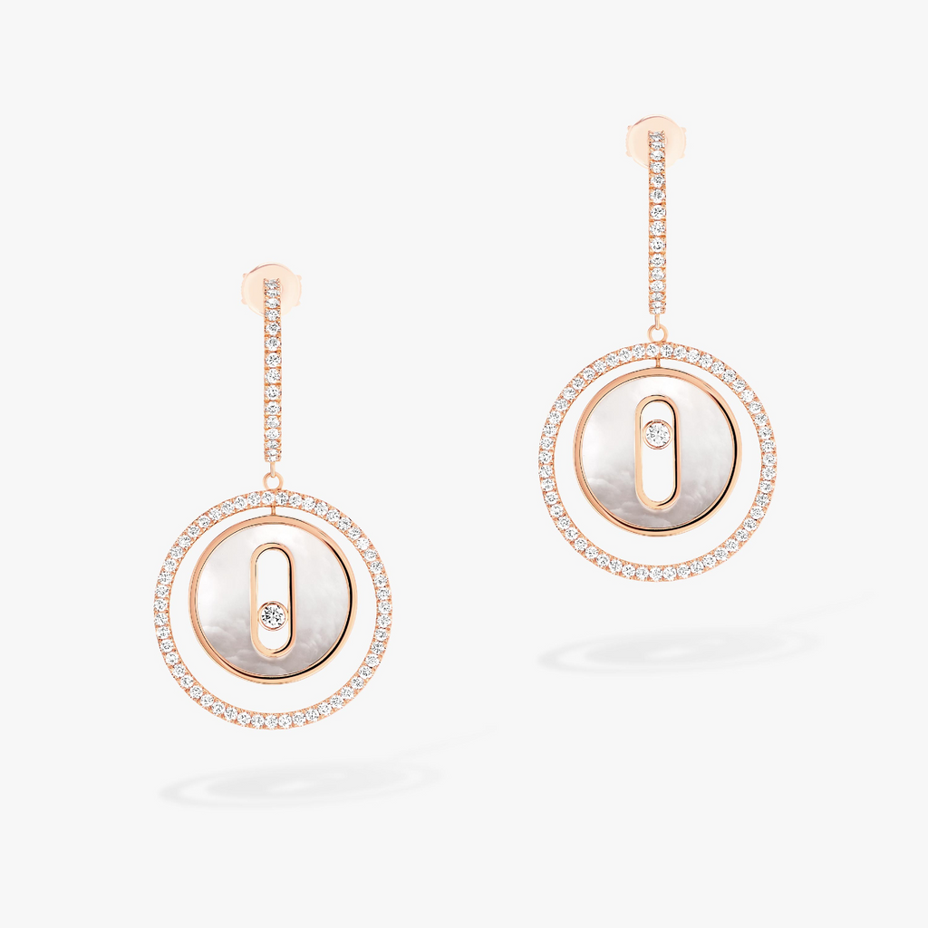 Messika Lucky Move White Mother of Pearl Pink Gold Cubic Zirconia Earrings