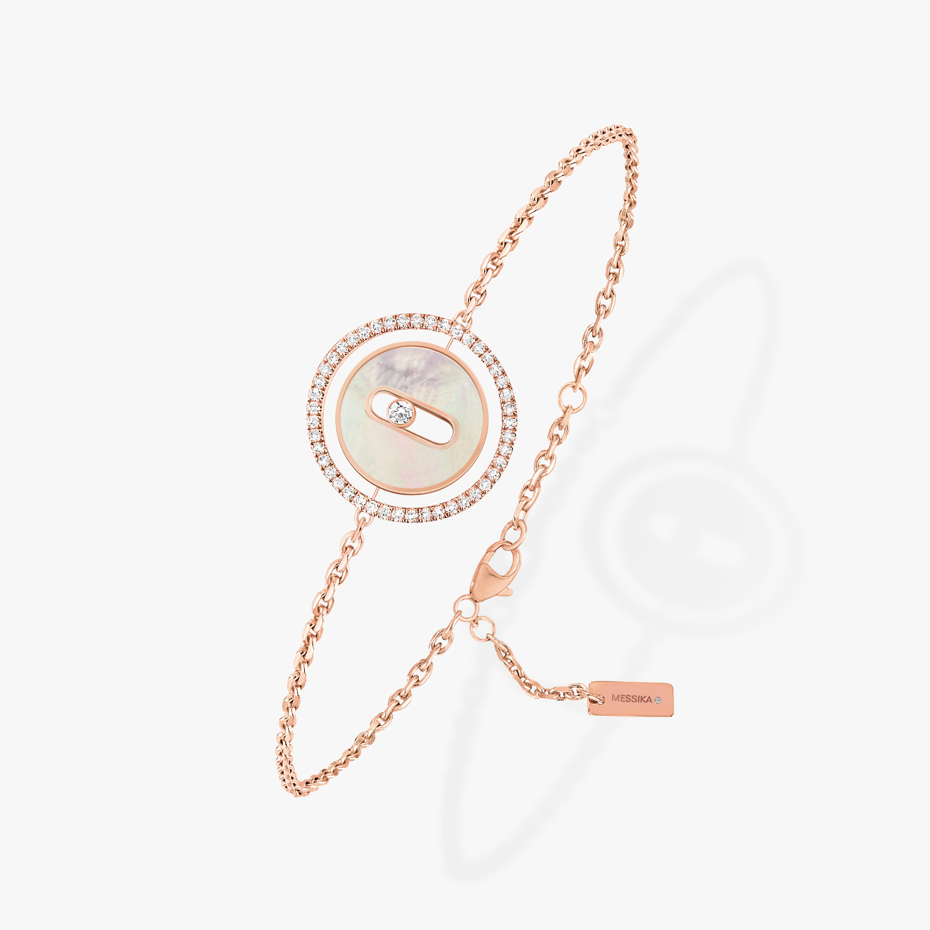Messika Lucky Move White Mother of Pearl Pink Gold Cubic Zirconia Bracelet