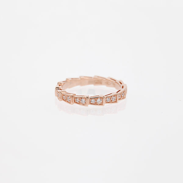 Bvlgari Serpenti Ring Pink Gold Cubic Zirconia Paved 3MM
