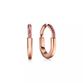 Tiffany Lock Medium Pink Cubic Zirconia Pink Gold Earrings