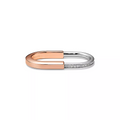 Tiffany Lock Ring Tow-Finger Rose and White Gold Cubic Zirconia