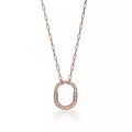 Tiffany Lock Necklace Medium Pendant Pink Gold Paved Cubic Zirconia