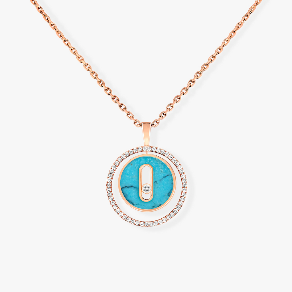 Messika Lucky Move 1 Cubic Zirconia Turquoise Pink Gold Necklace