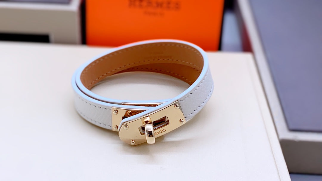Hermes HM Kelly Double Tour Pink Gold Bracelet