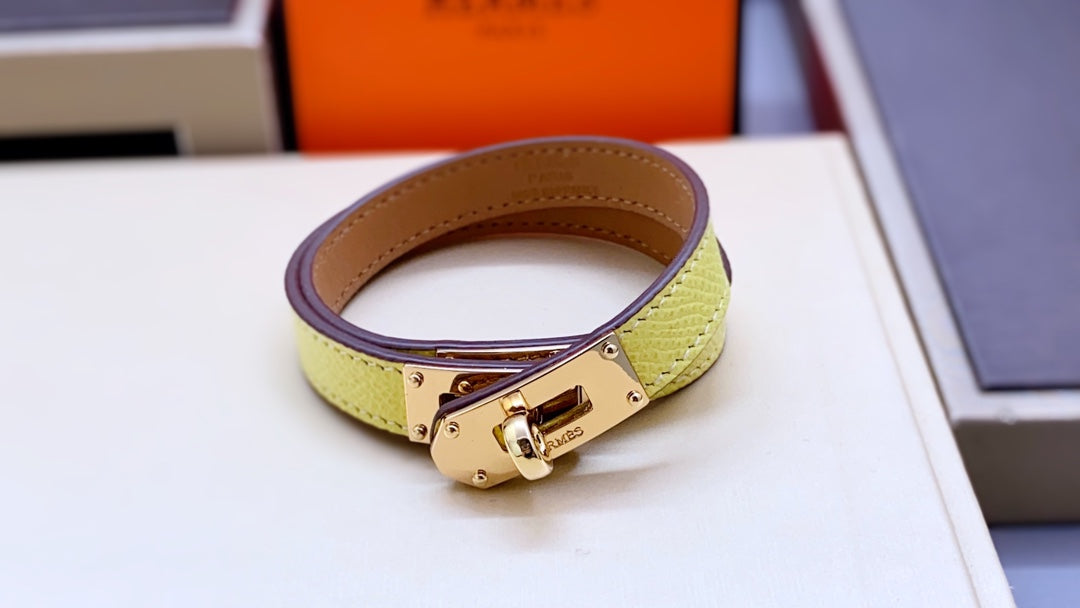 Hermes HM Kelly Double Tour Pink Gold Bracelet