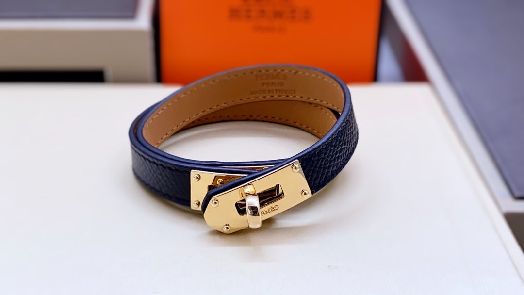 Hermes HM Kelly Double Tour Pink Gold Bracelet