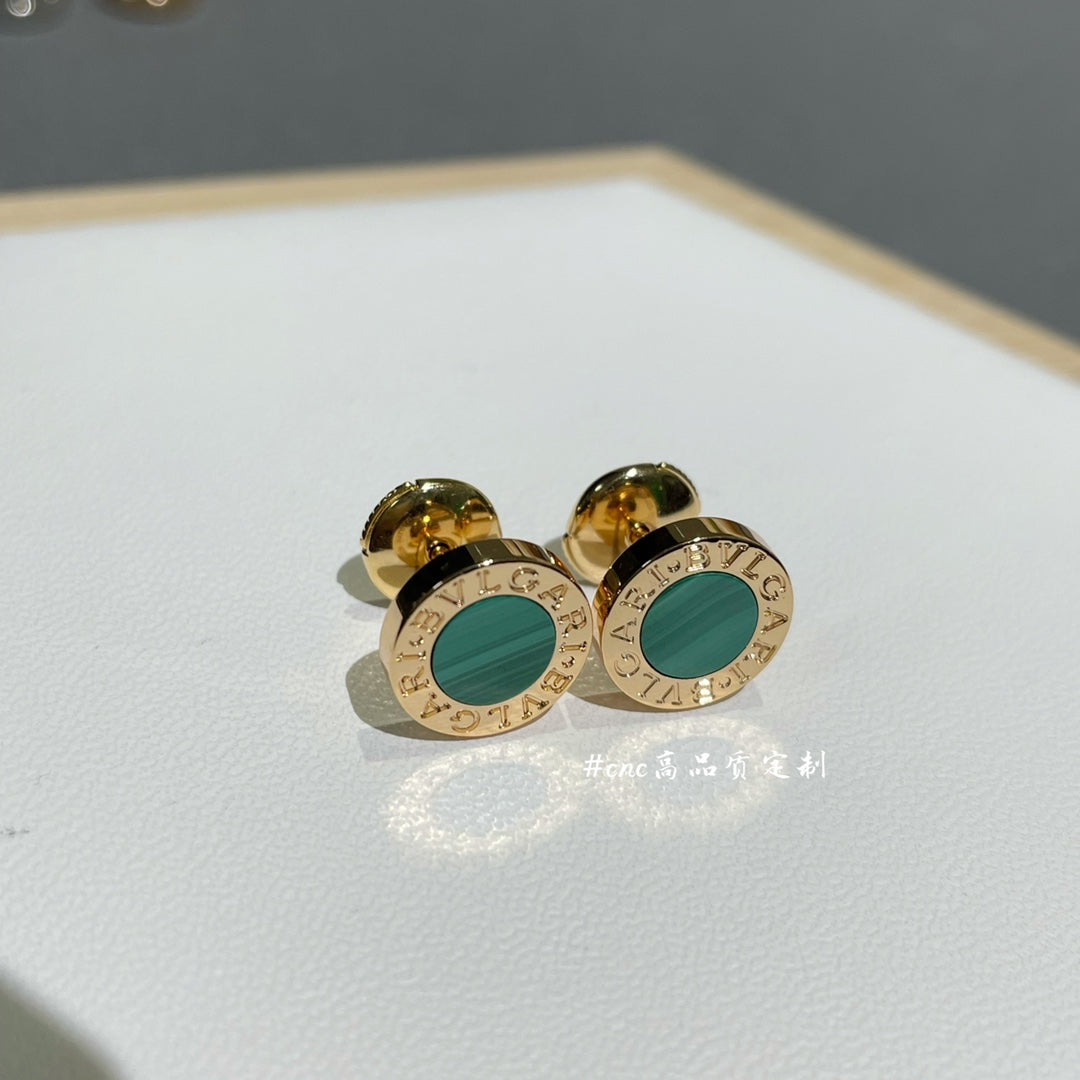 Bvlgari Earrings Cluster Malachite Gold