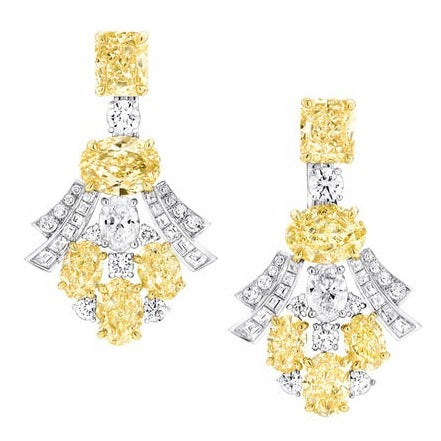 Graff Gra Silver Yellow Diamond Earrings