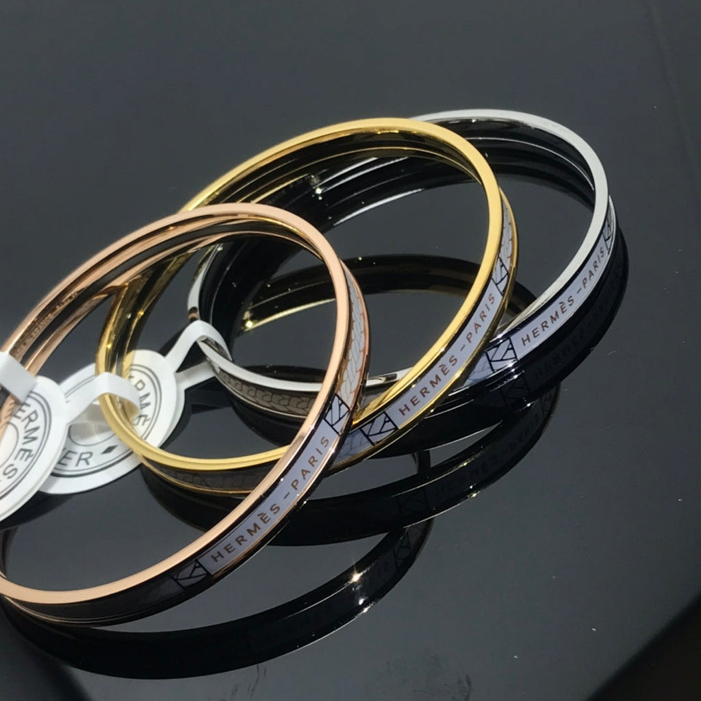 Hermes H Uni Bangle White Bracelet