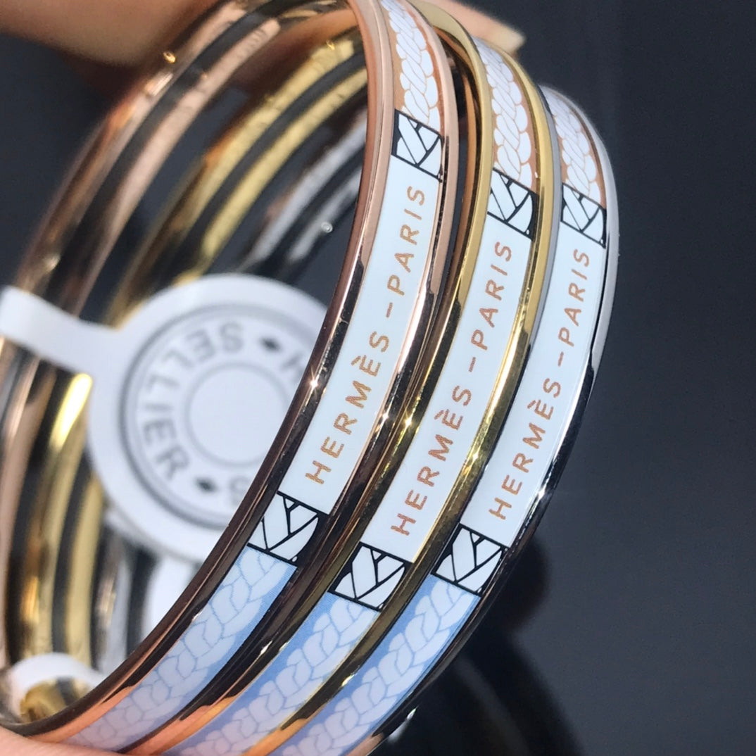 Hermes H Uni Bangle White Bracelet