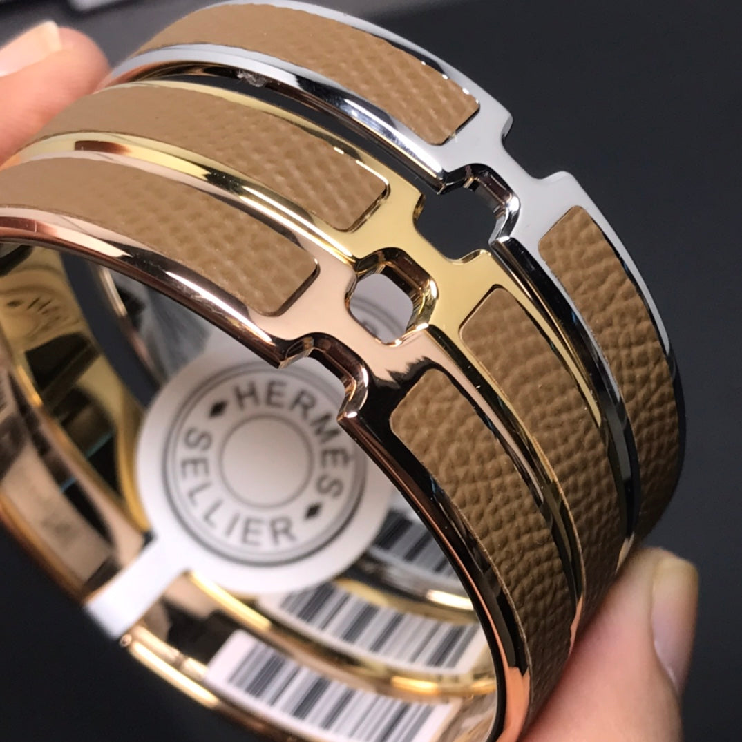 Hermes H Pig Nose Brown Bracelet - Style 2