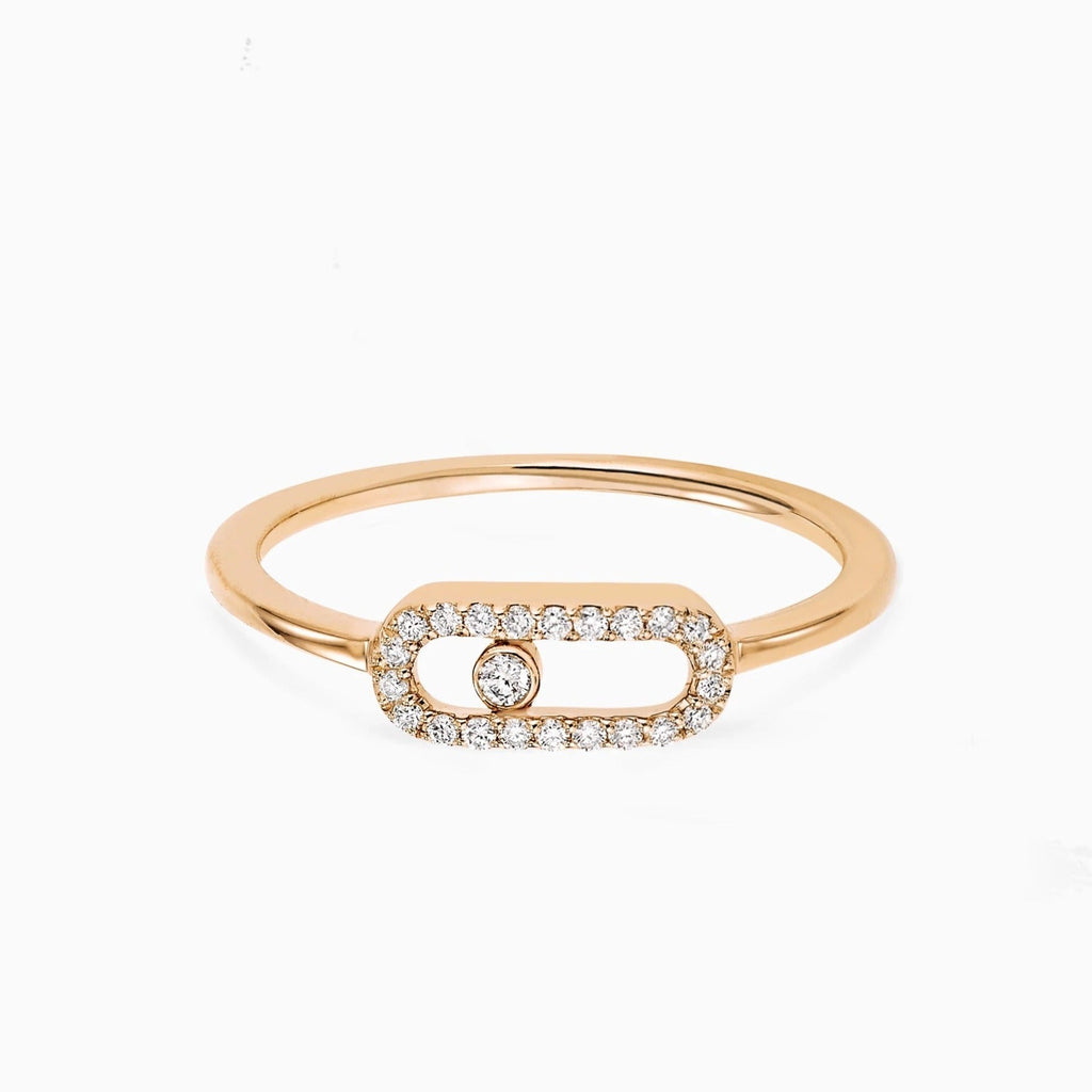 Messika Move Uno Pink Gold Cubic Zirconia Paved Ring