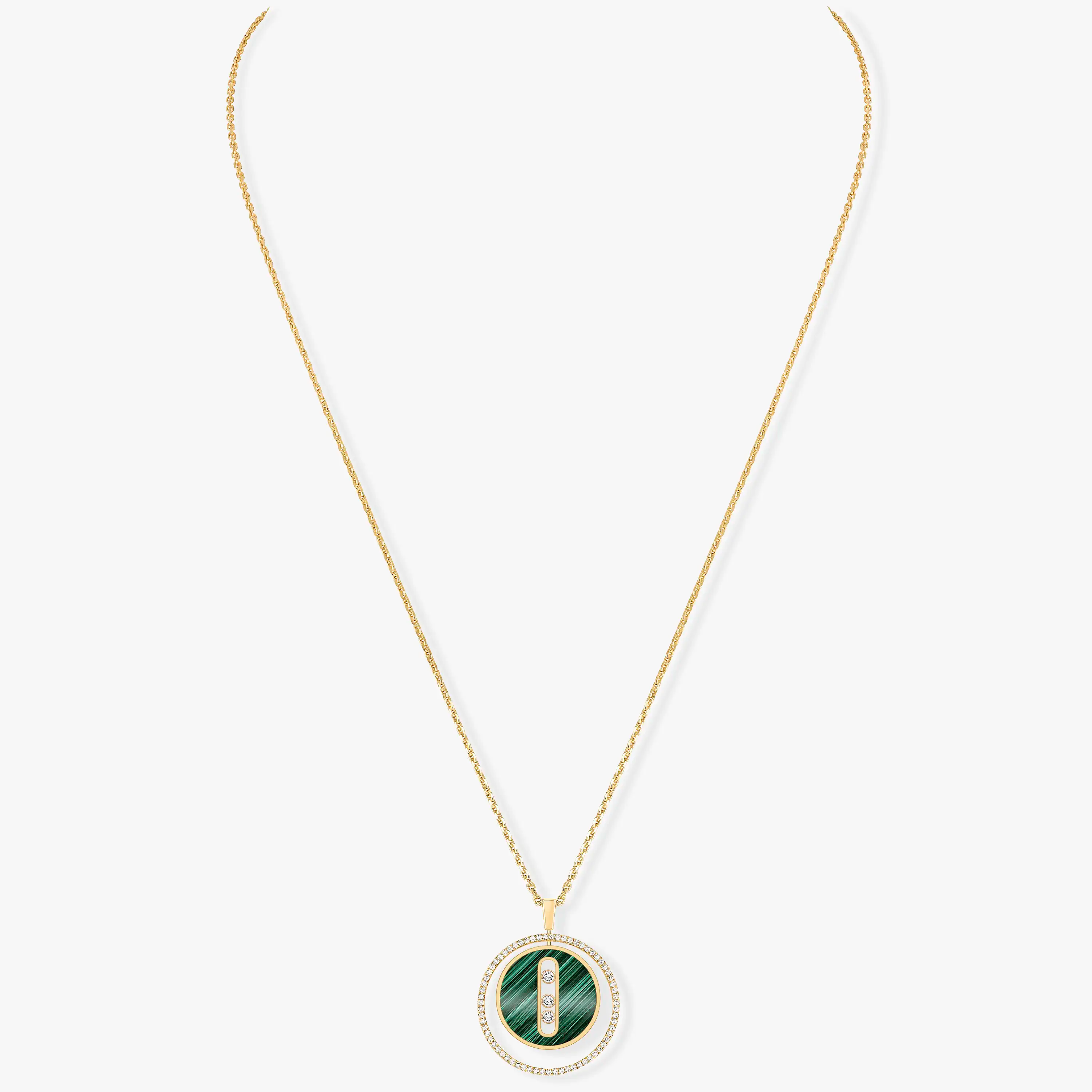 Messika Lucky Move 3 Cubic Zirconia Malachite Gold Necklace