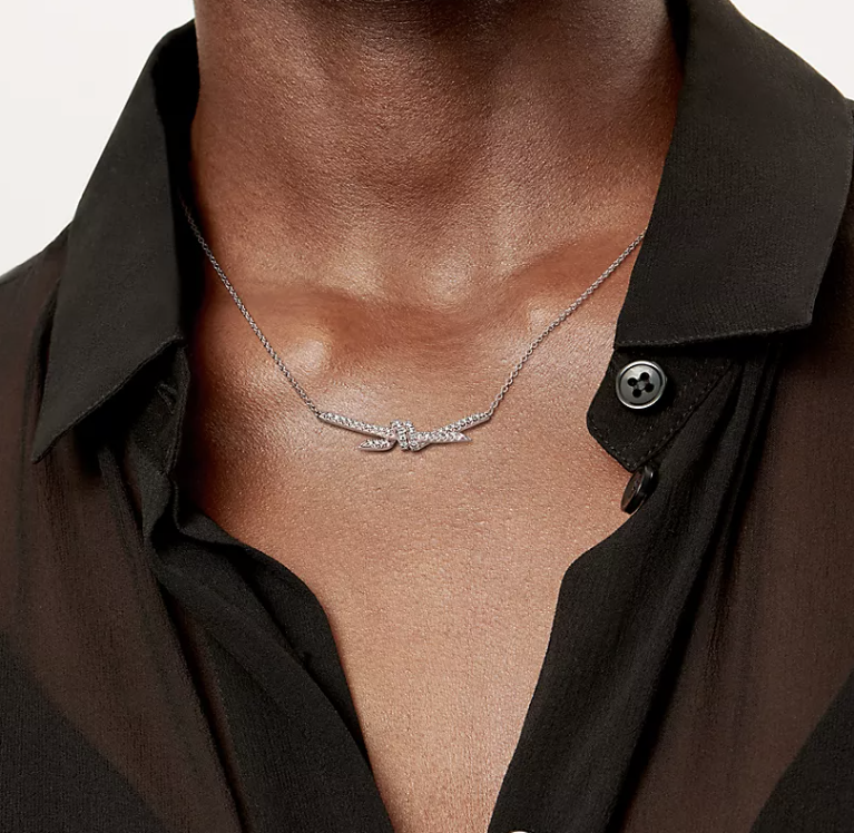Tiffany Knot Pendant Silver Cubic Zirconia Necklace