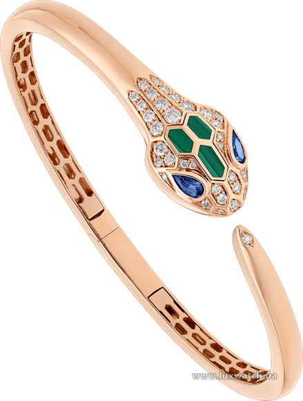 Bvlgari Serpenti Bracelet Pink Gold Cubic Zirconia Open
